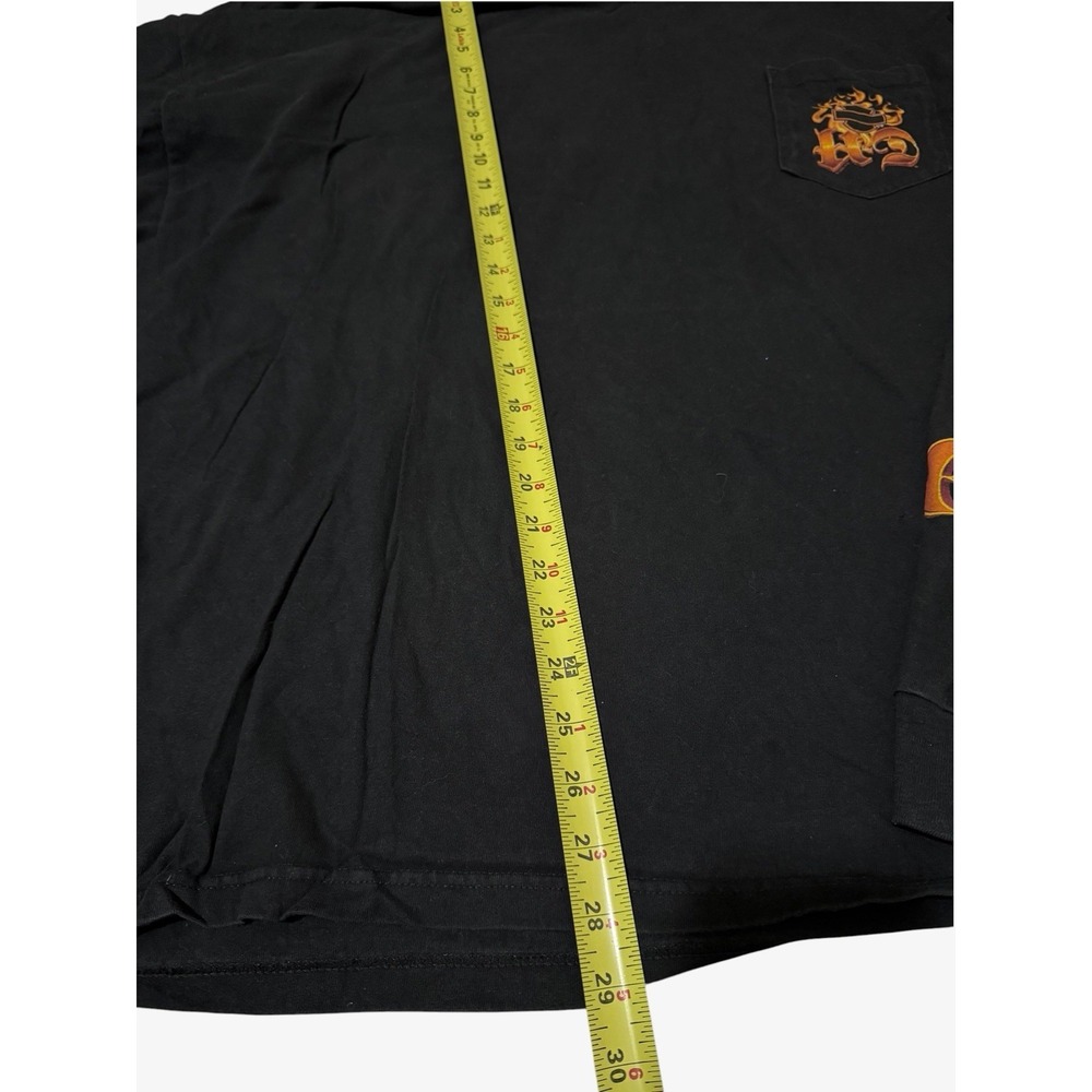 Y2K Vintage Harley Davidson Flame Script Long Sleeve Pocket Shirt Black 4X - Picture 10 of 13